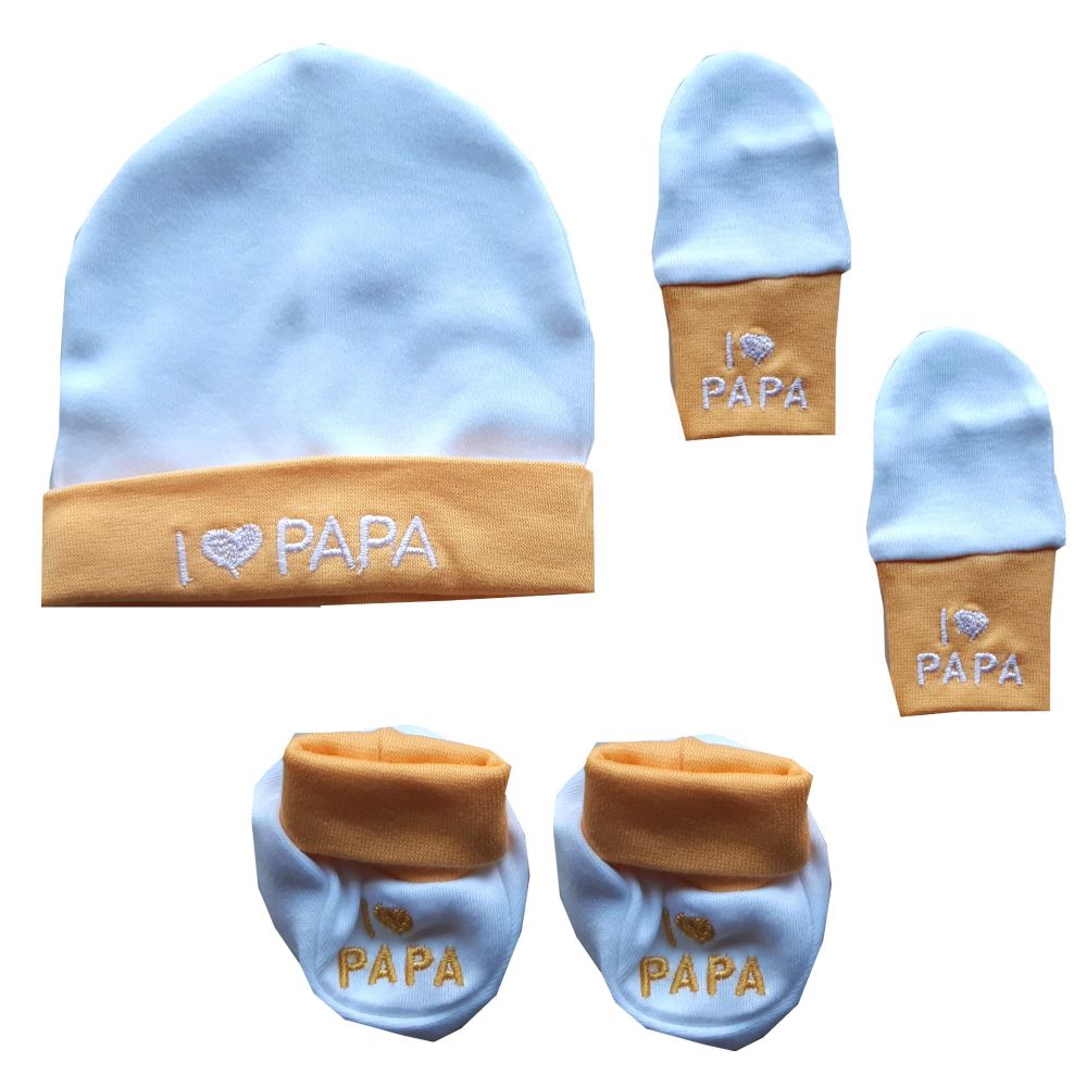 Milarda Baby Erstausstattung 3 Teile, "I love Papa", 6 Farben, 0-3 Mon